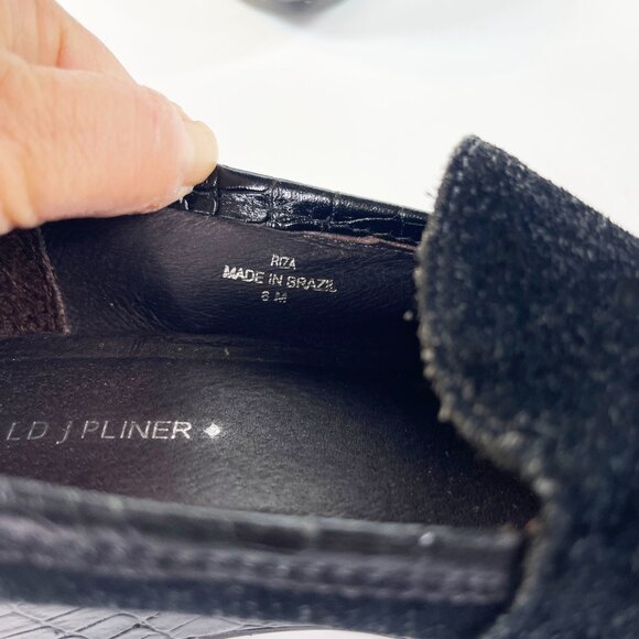 Donald J Pliner Women Black Suede/Crocodile Loafer Wedge Heel Size 6M - Picture 9 of 9